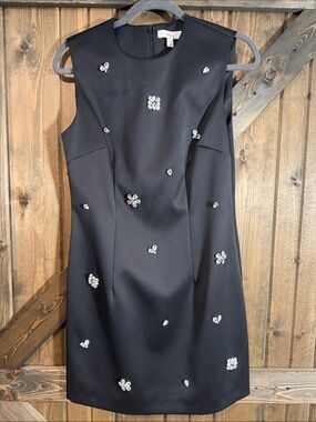 Black Embellished Sleeveless Mini Dress